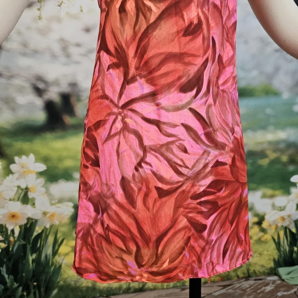 Vintage Rare 1970s Mini Slip Dress Bright Pink Floral Print Gaymode Party‎ Dress - Picture 7 of 8